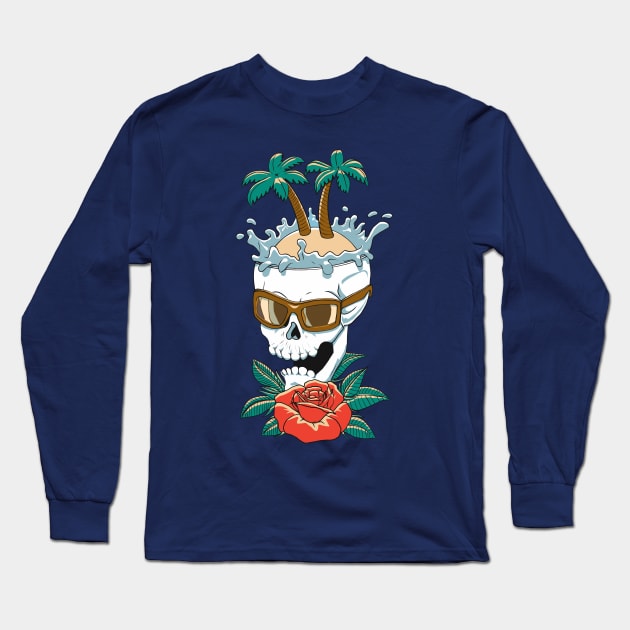 The Skull Rose Island Long Sleeve T-Shirt by felipeoferreira